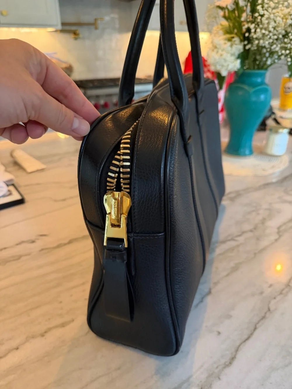 Tom Ford Buckley Pebbled Leather Briefcase- Black